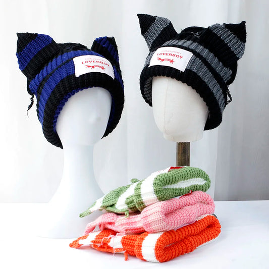 Hat Crochet Knitted Hat Costume Beanie Hats Colorful stripes